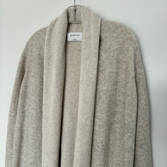 Aritzia Babaton Wool Cashmere Beekman Brennan Light Gray Sweater Cardigan Large - Picture 7 of 11